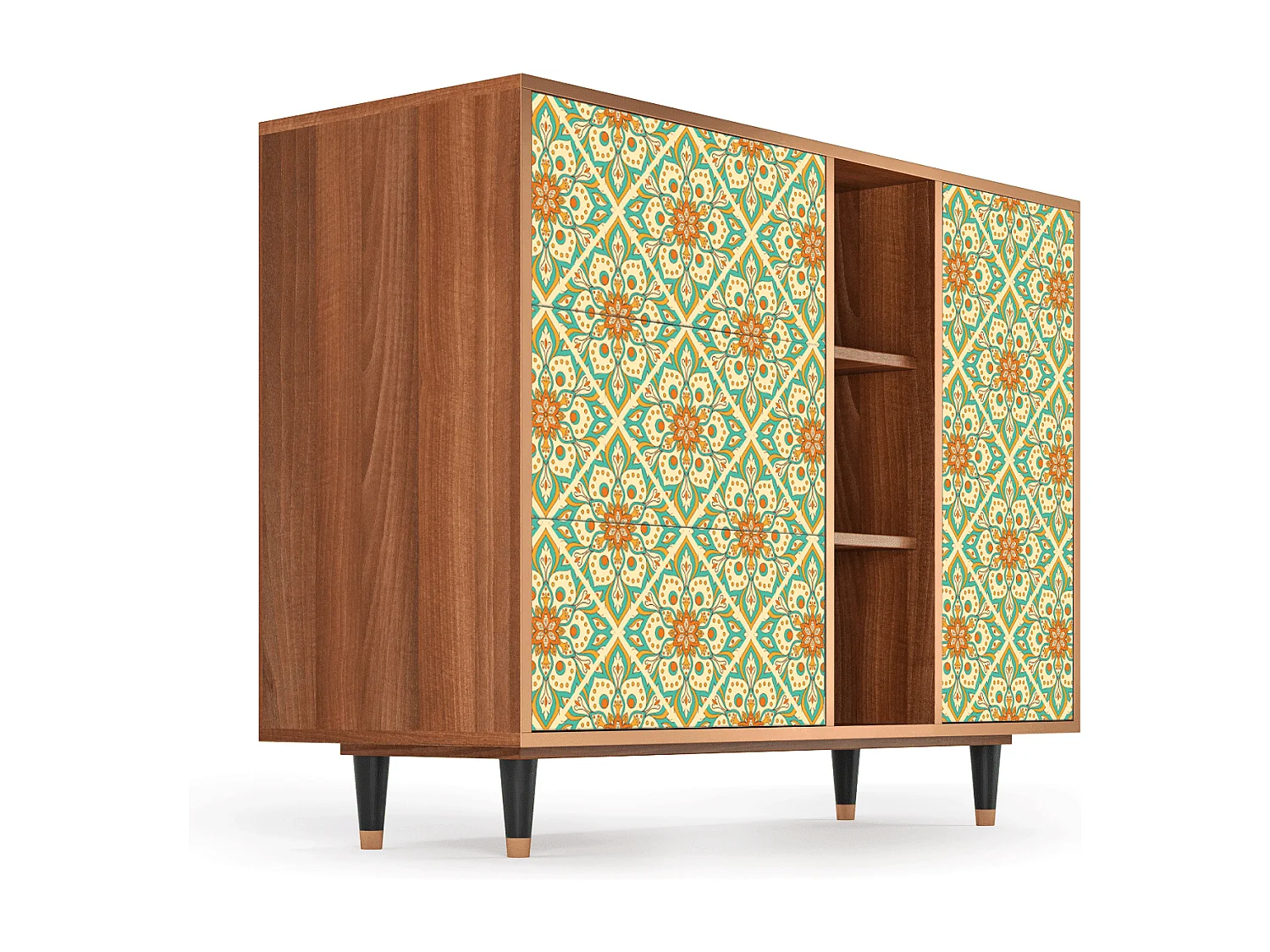 Credenza - 125x98x48 cm - BS2 - Hindu Daisy, Noce