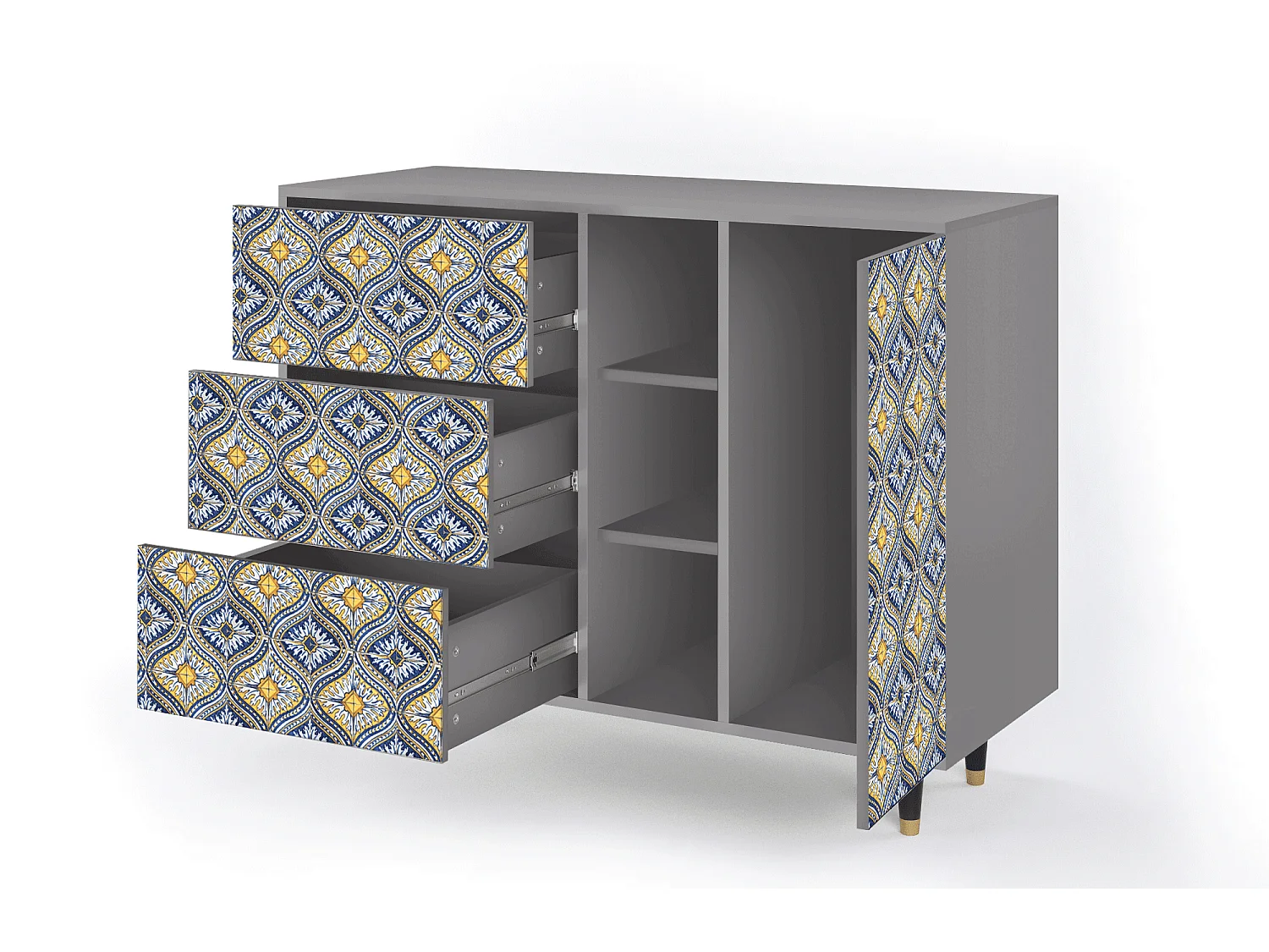 Aparador - 125x98x48 cm - BS2 - Illusory Pattern, Cinza