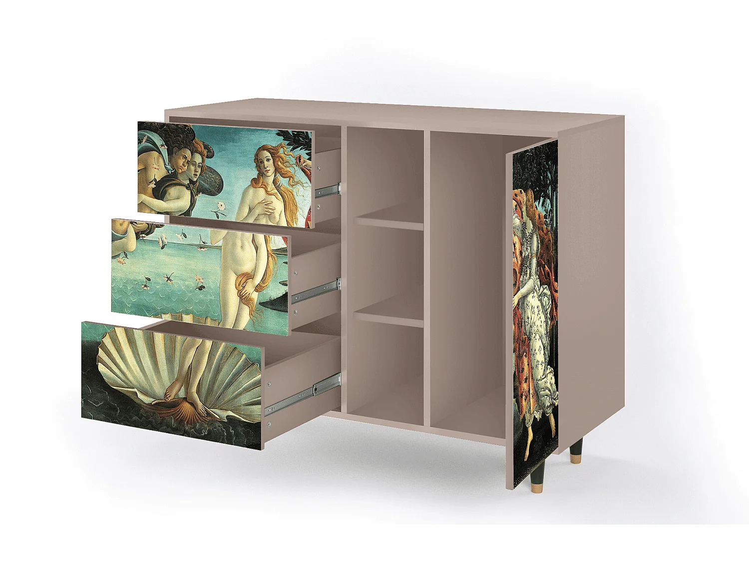 Kredens - 125x98x48 cm - BS2 - The Birth of Venus, Latte