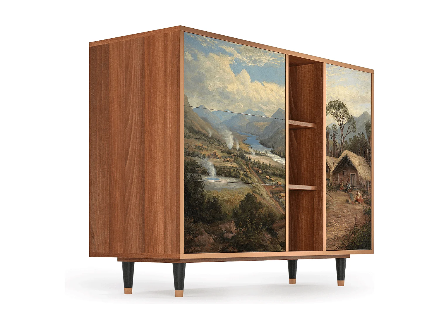 Credenza - 125x98x48 cm - BS2 - View Across the Plains , Noce