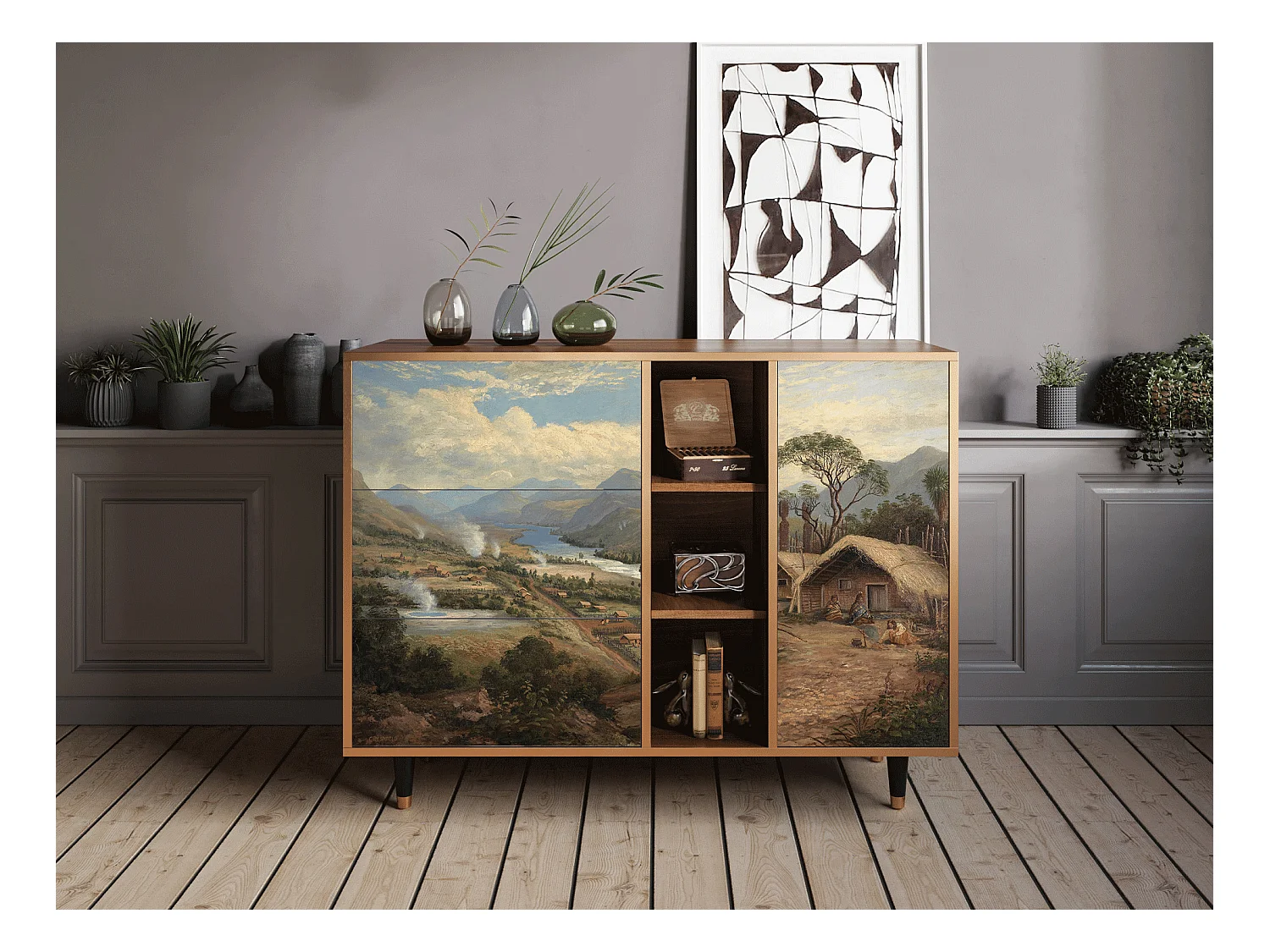 Buffet - 125x98x48 cm - BS2 - View Across the Plains , Noyer