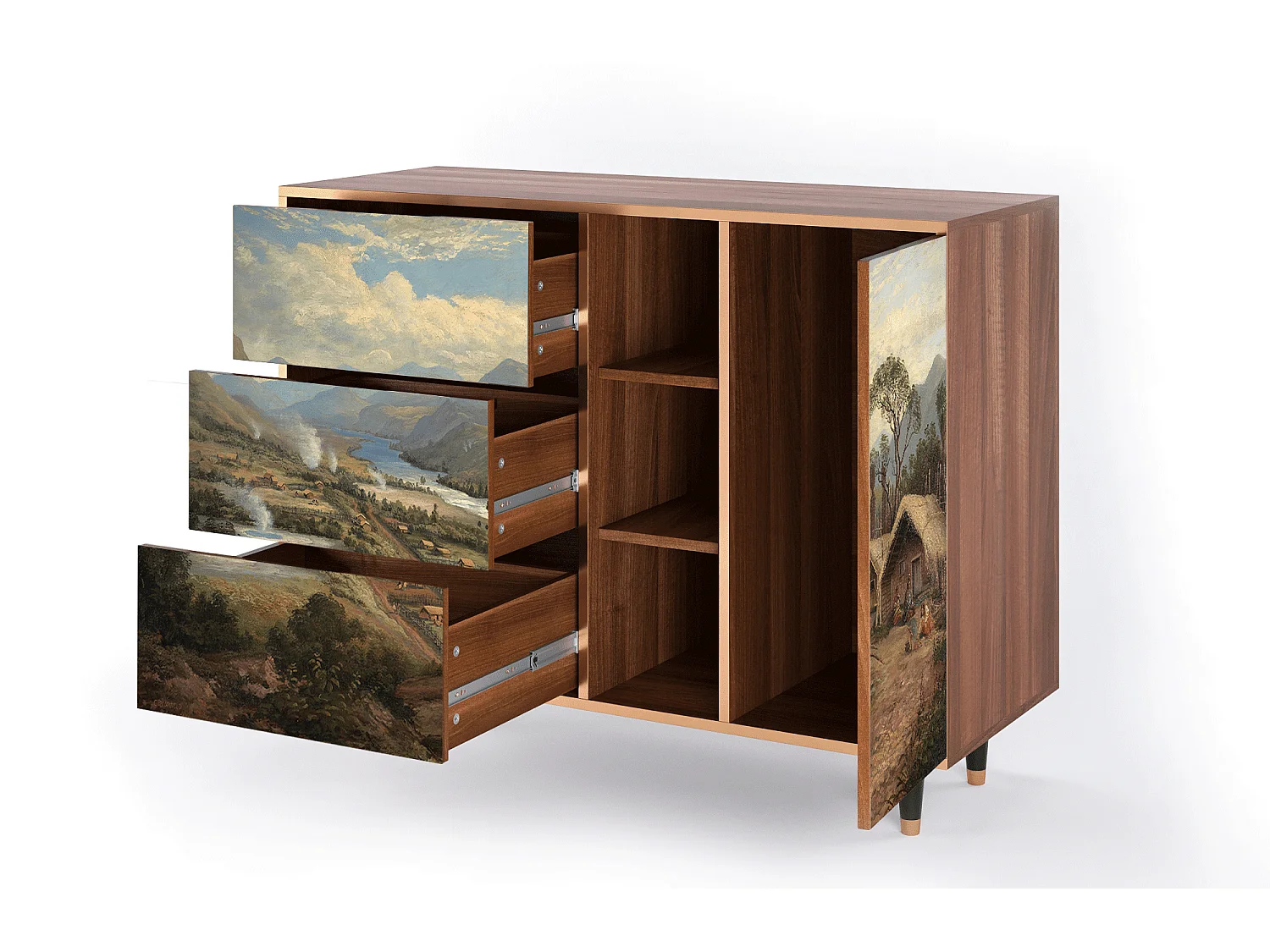 Buffet - 125x98x48 cm - BS2 - View Across the Plains , Noyer