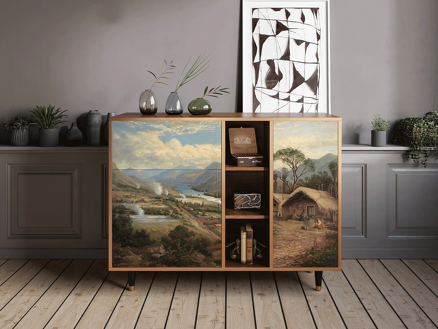 Buffet - 125x98x48 cm - BS2 - View Across the Plains , Noyer