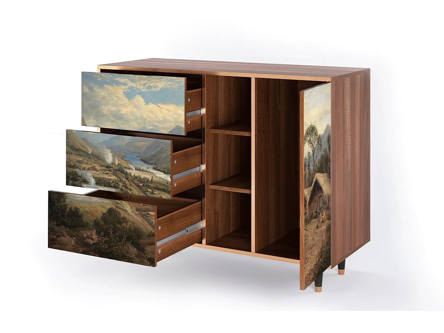 Buffet - 125x98x48 cm - BS2 - View Across the Plains , Noyer