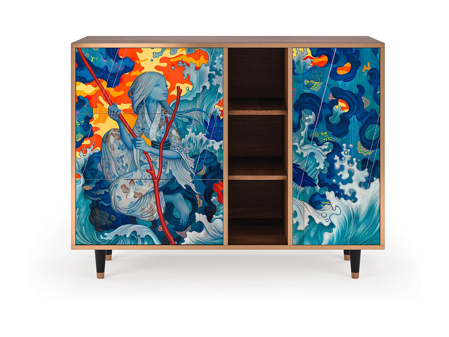 Buffet - 125x98x48 cm - BS2 - The Girl - James Jean, Noyer