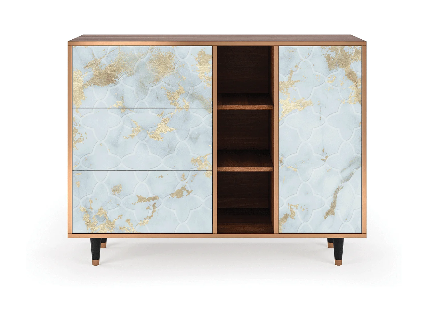 Sideboard - 125x98x48 cm - BS2 - Golden Waves, Walnuss