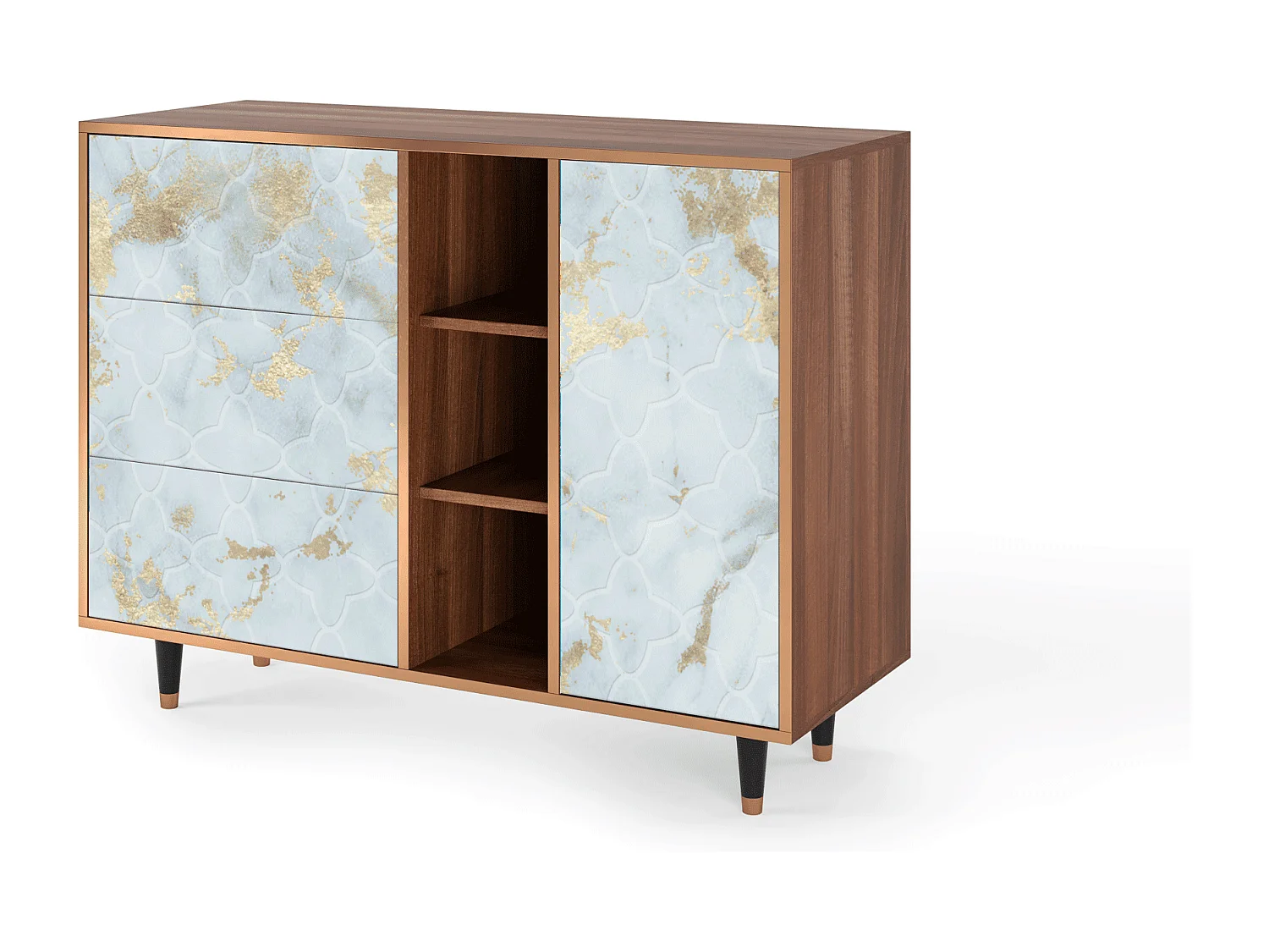 Sideboard - 125x98x48 cm - BS2 - Golden Waves, Walnuss
