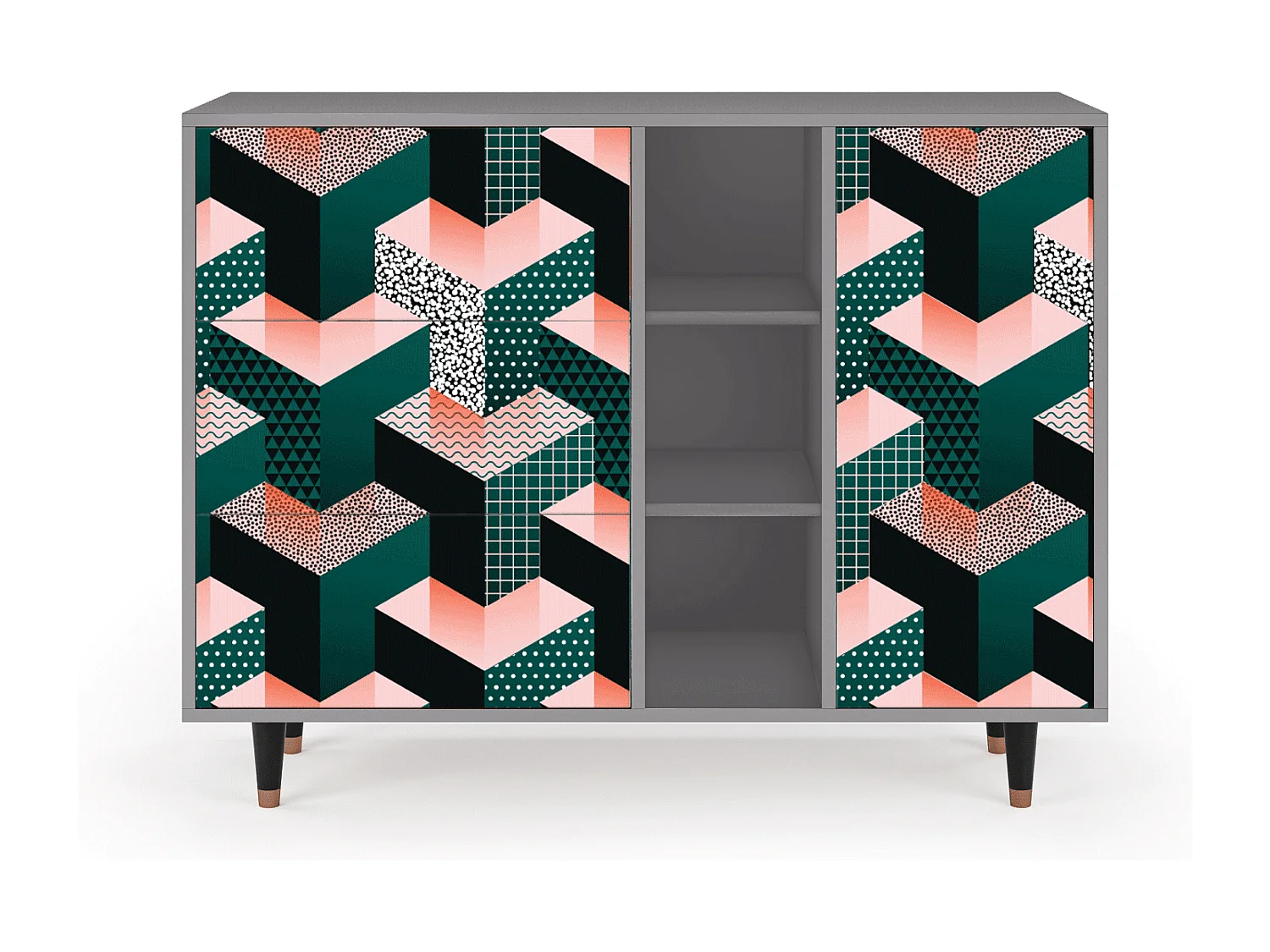 Sideboard - 125x98x48 cm - BS2 - Geometric Madness, Grau