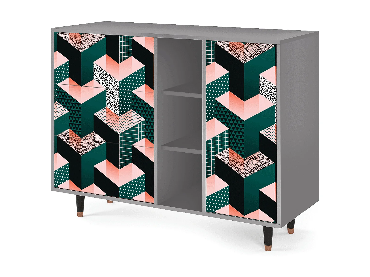 Buffet - 125x98x48 cm - BS2 - Geometric Madness, Gris