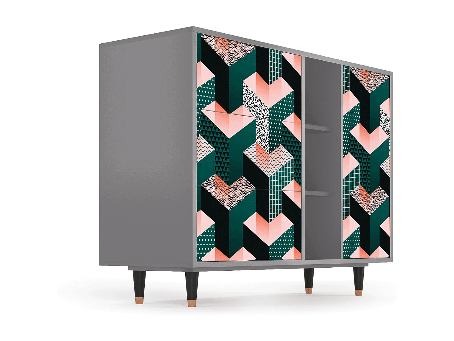 Buffet - 125x98x48 cm - BS2 - Geometric Madness, Gris