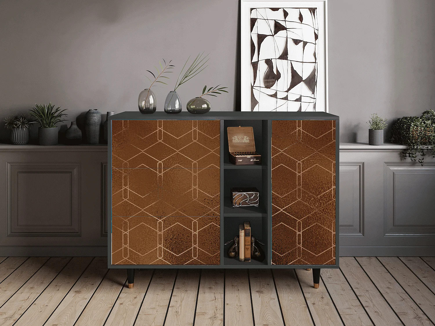 Credenza - 125x98x48 cm - BS2 - Chocolate Bar, Antracite