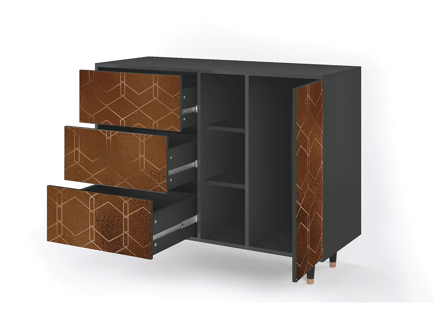 Credenza - 125x98x48 cm - BS2 - Chocolate Bar, Antracite