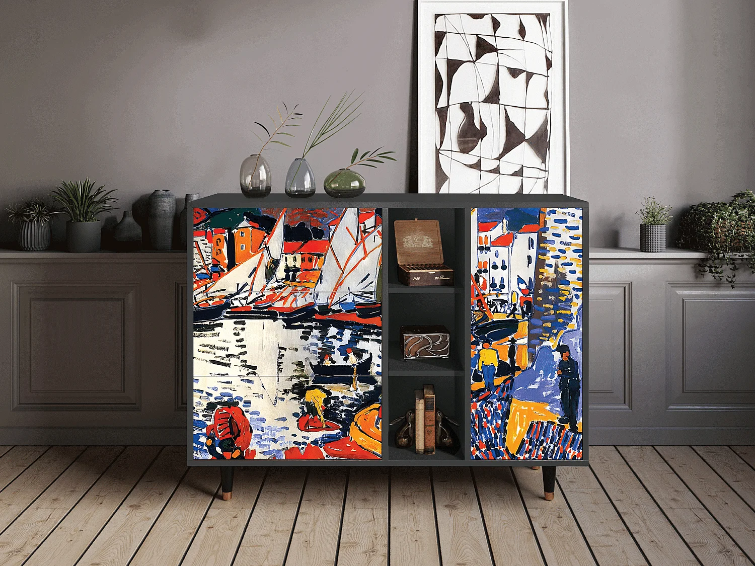 Aparador - 125x98x48 cm - BS2 - Le Séchage des voiles , Antracita