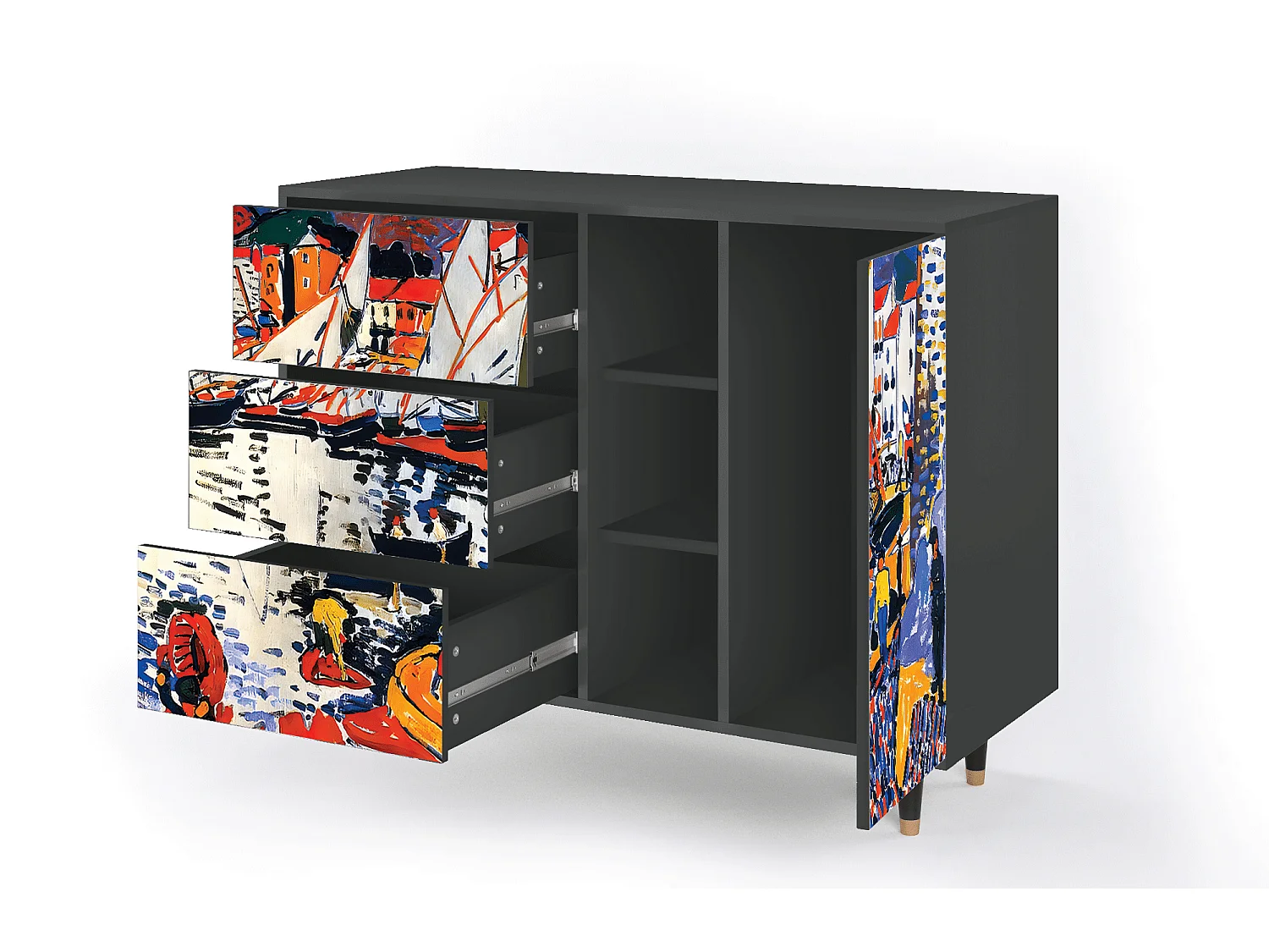 Aparador - 125x98x48 cm - BS2 - Le Séchage des voiles , Antracita