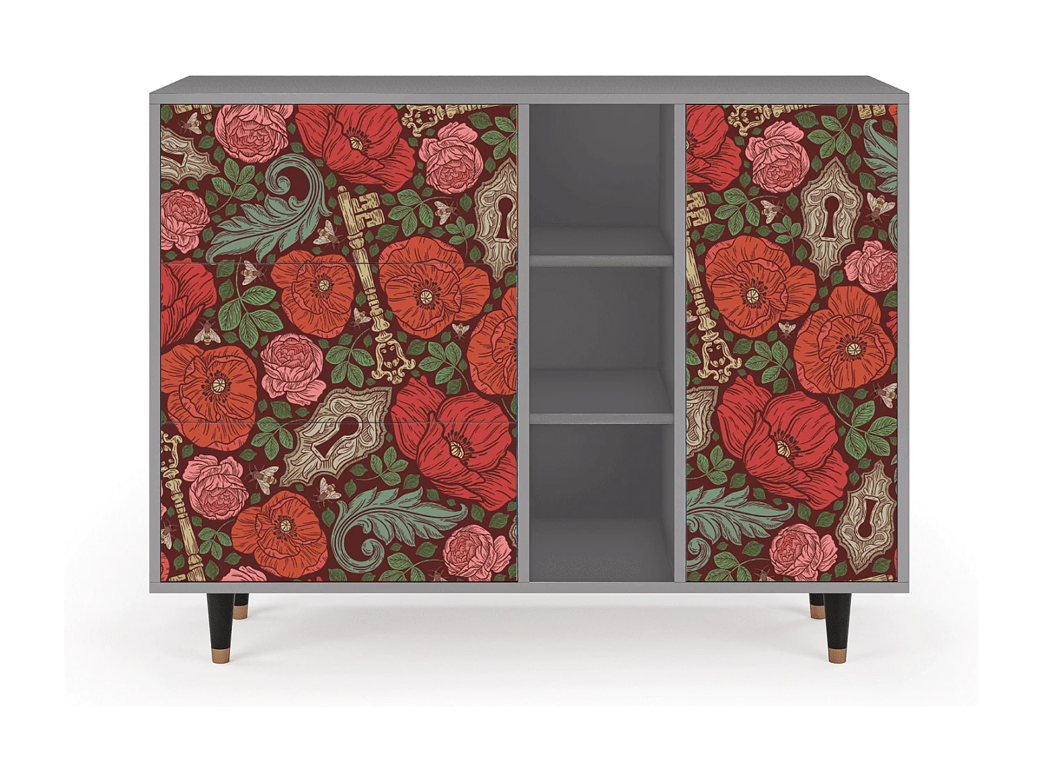 Sideboard - 125x98x48 cm - BS2 - Poppy Garden, Grau