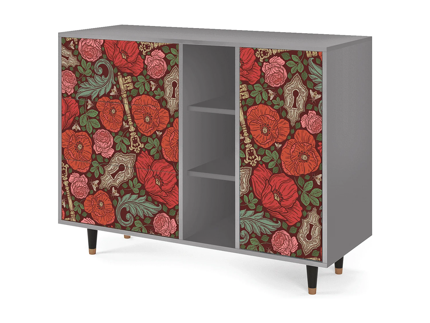 Sideboard - 125x98x48 cm - BS2 - Poppy Garden, Grau