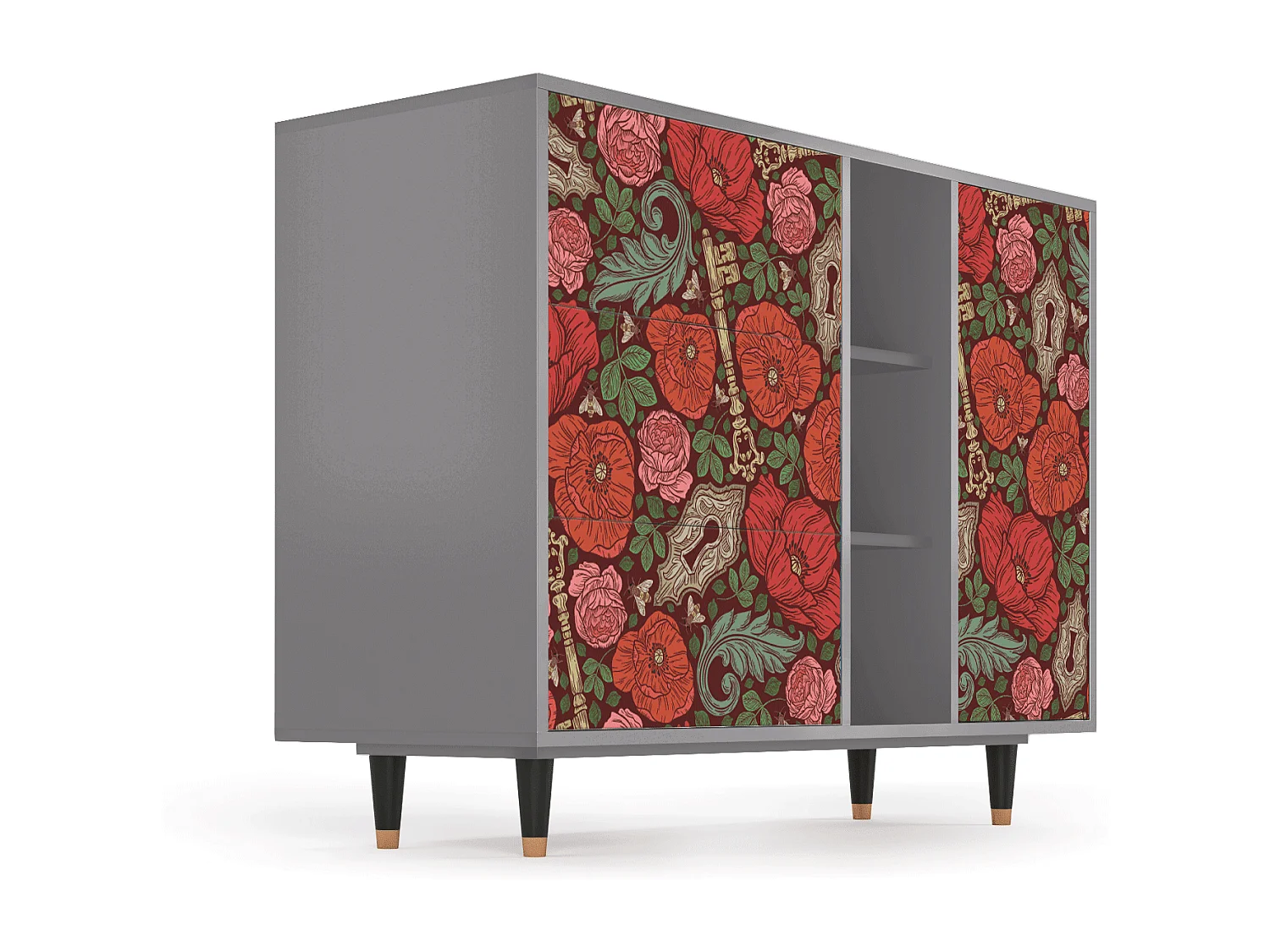 Sideboard - 125x98x48 cm - BS2 - Poppy Garden, Grau