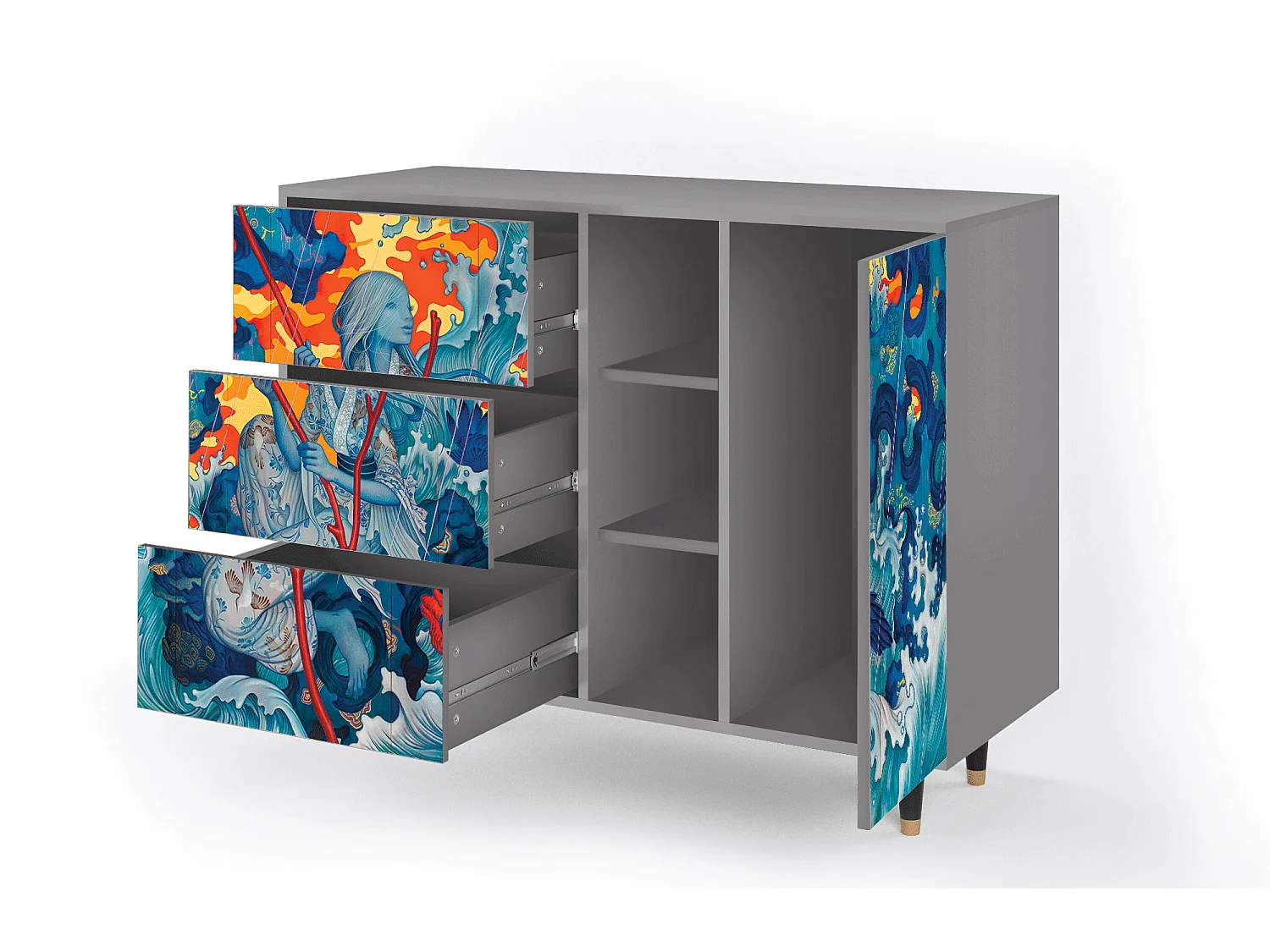 Buffet - 125x98x48 cm - BS2 - The Girl - James Jean, Gris