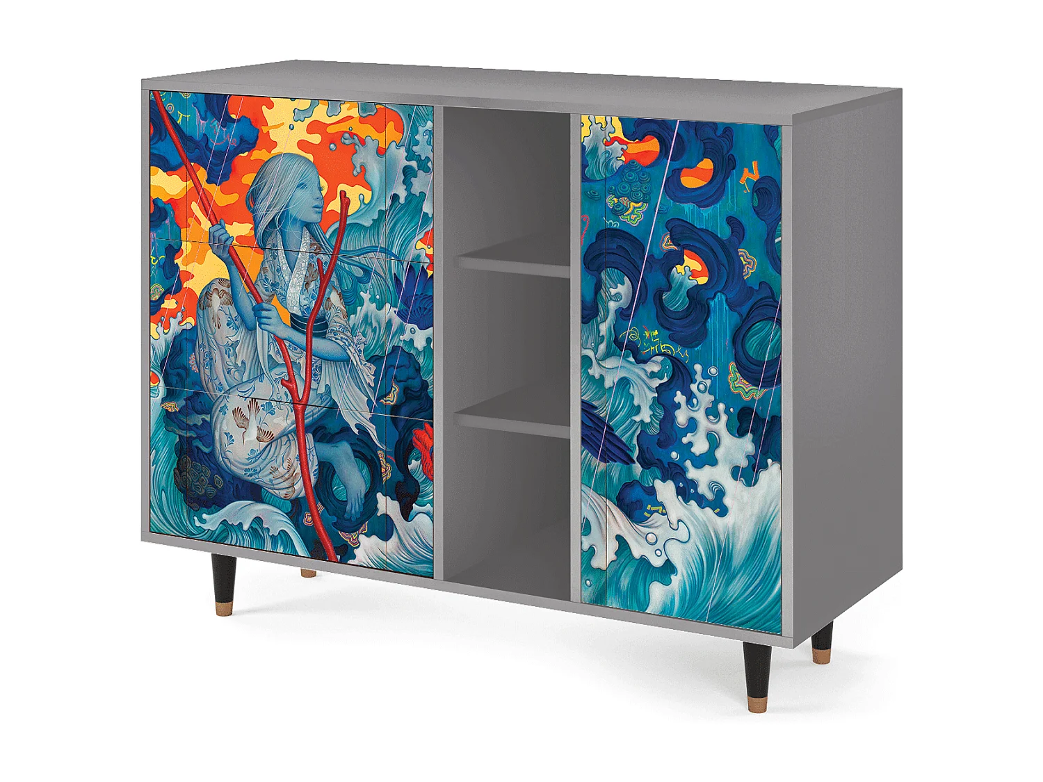 Buffet - 125x98x48 cm - BS2 - The Girl - James Jean, Gris