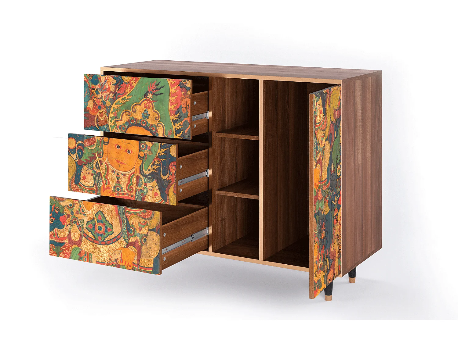 Kredens - 125x98x48 cm - BS2 - God by Vaisravana , Orzech