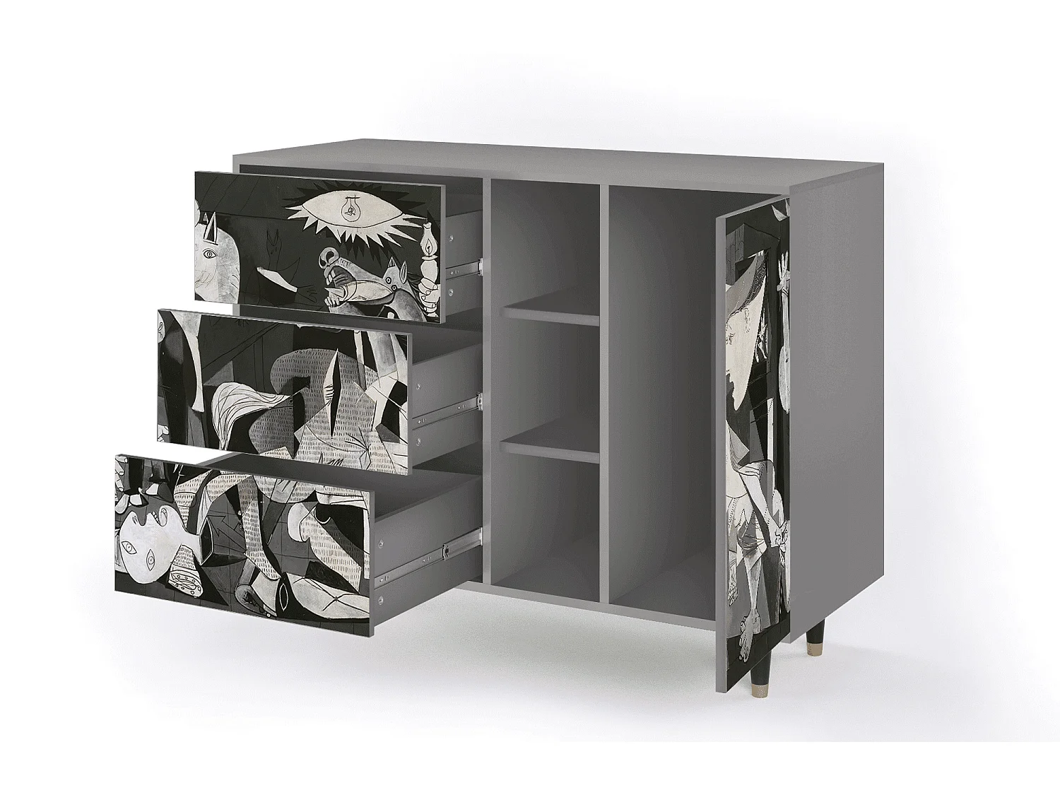 Credenza - 125x98x48 cm - BS2 - Guernica by Picasso, Grigio