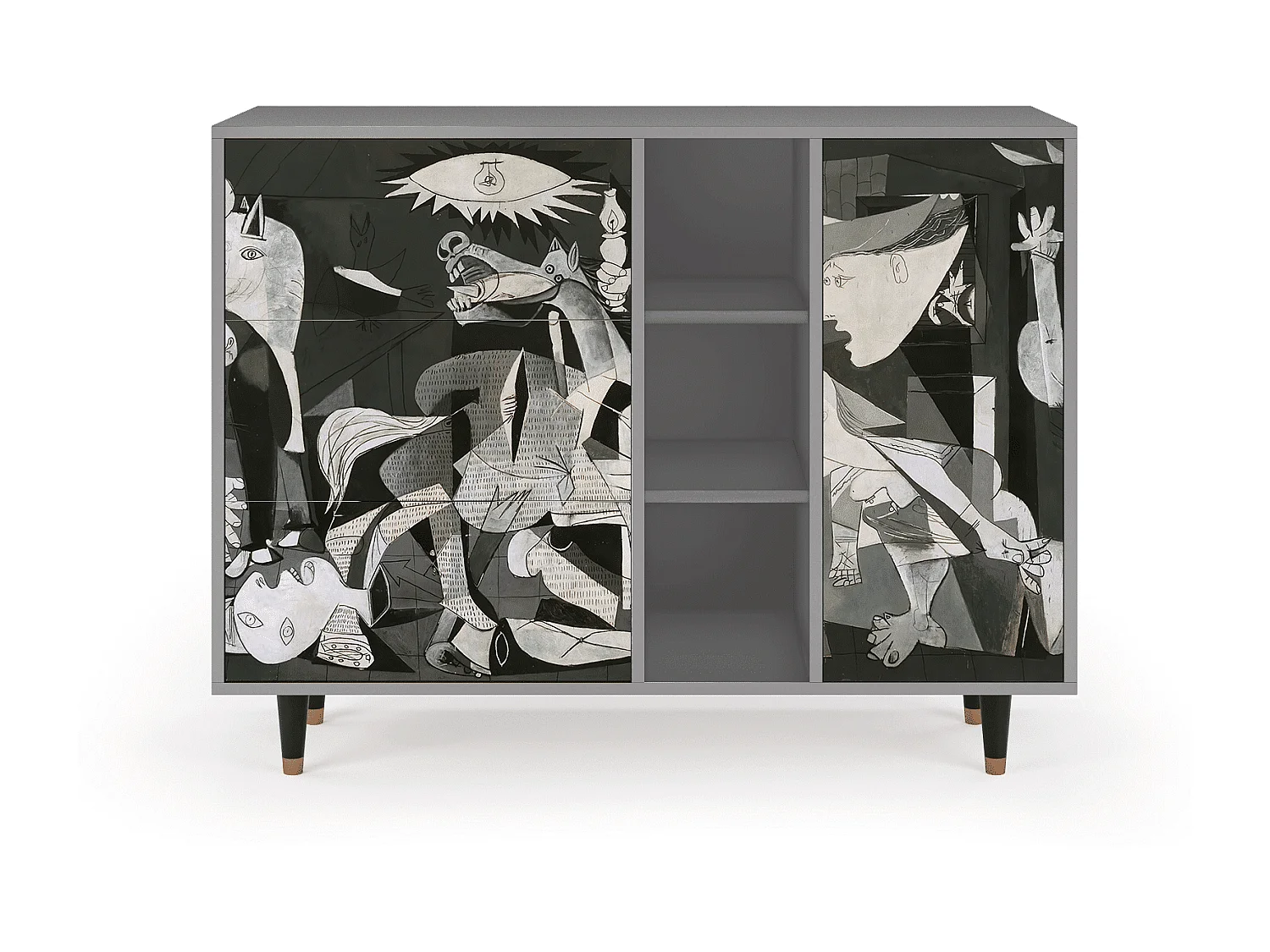 Kredens - 125x98x48 cm - BS2 - Guernica by Picasso, Szary