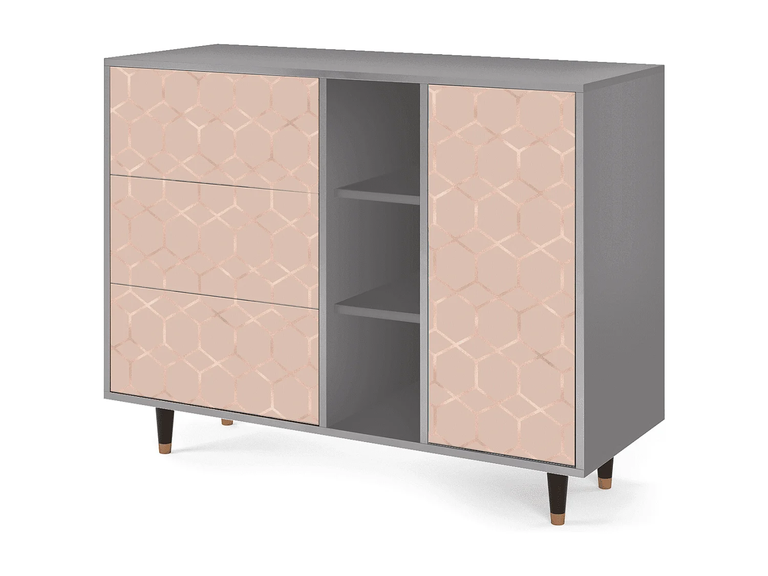 Buffet - 125x98x48 cm - BS2 - Rose Honeycomb, Gris