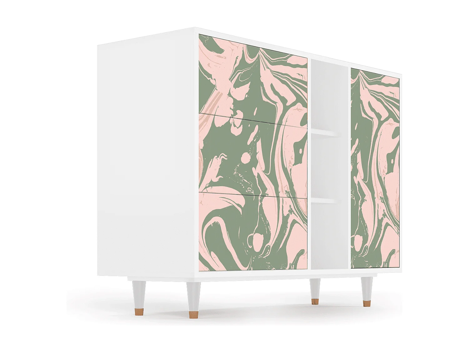 Buffet - 125x98x48 cm - BS2 - Aquarelle, Blanc