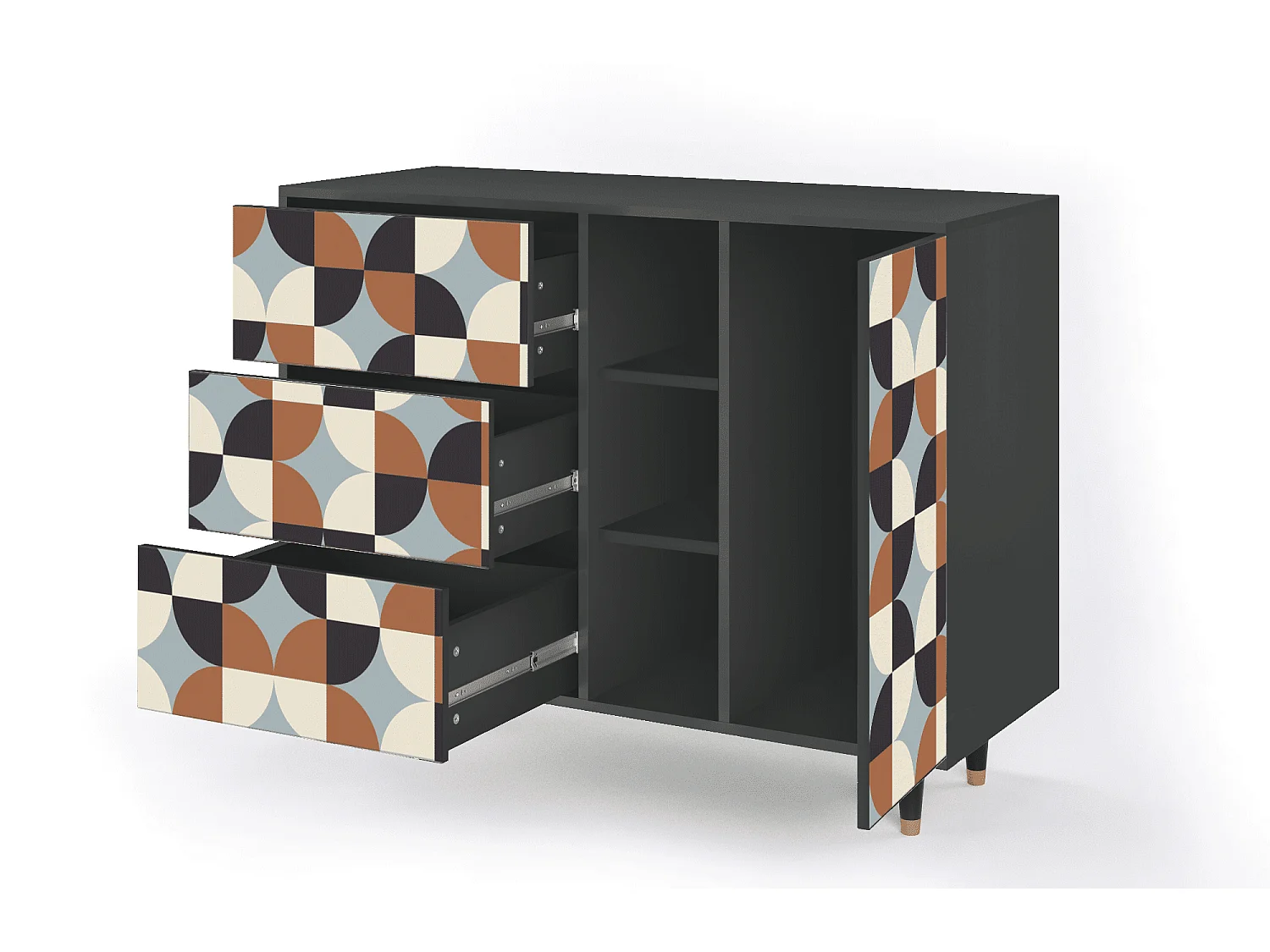 Buffet - 125x98x48 cm - BS2 - Brown Sensation, Anthracite