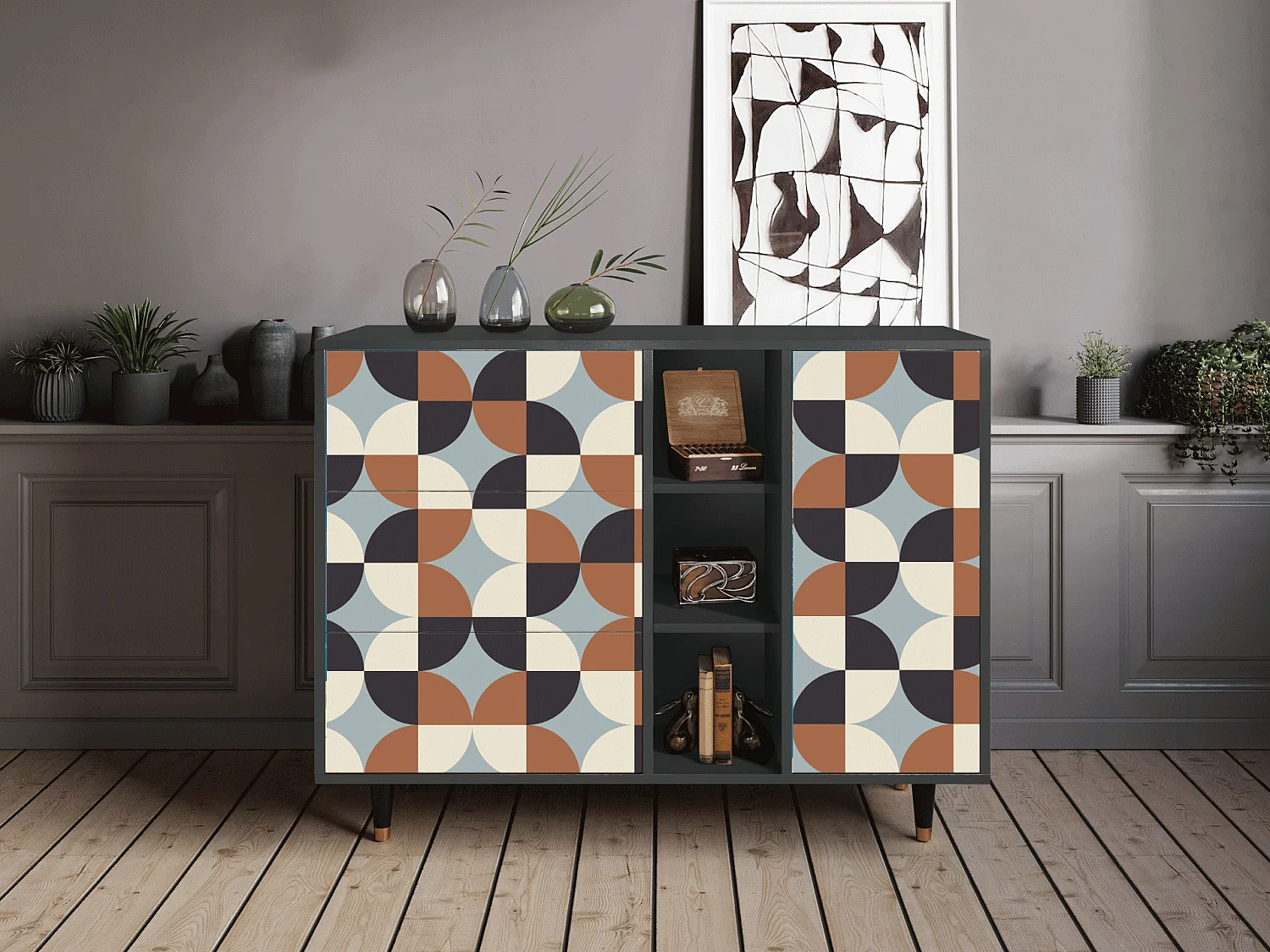 Kredens - 125x98x48 cm - BS2 - Brown Sensation, Antracyt