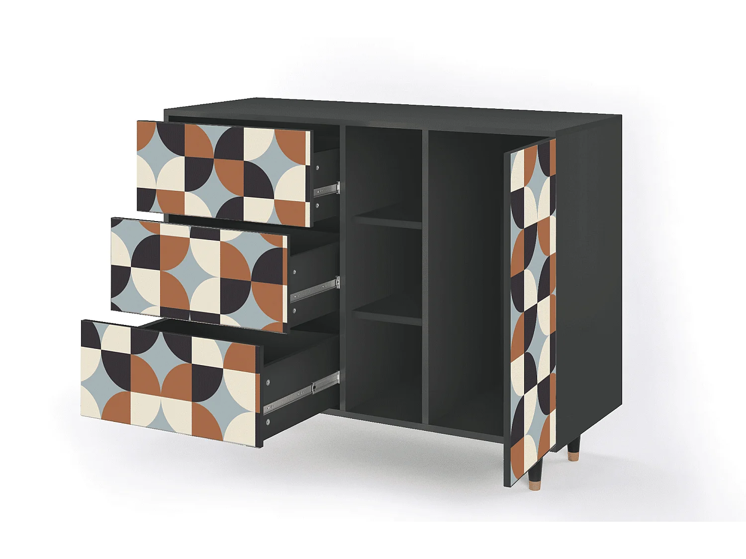 Kredens - 125x98x48 cm - BS2 - Brown Sensation, Antracyt