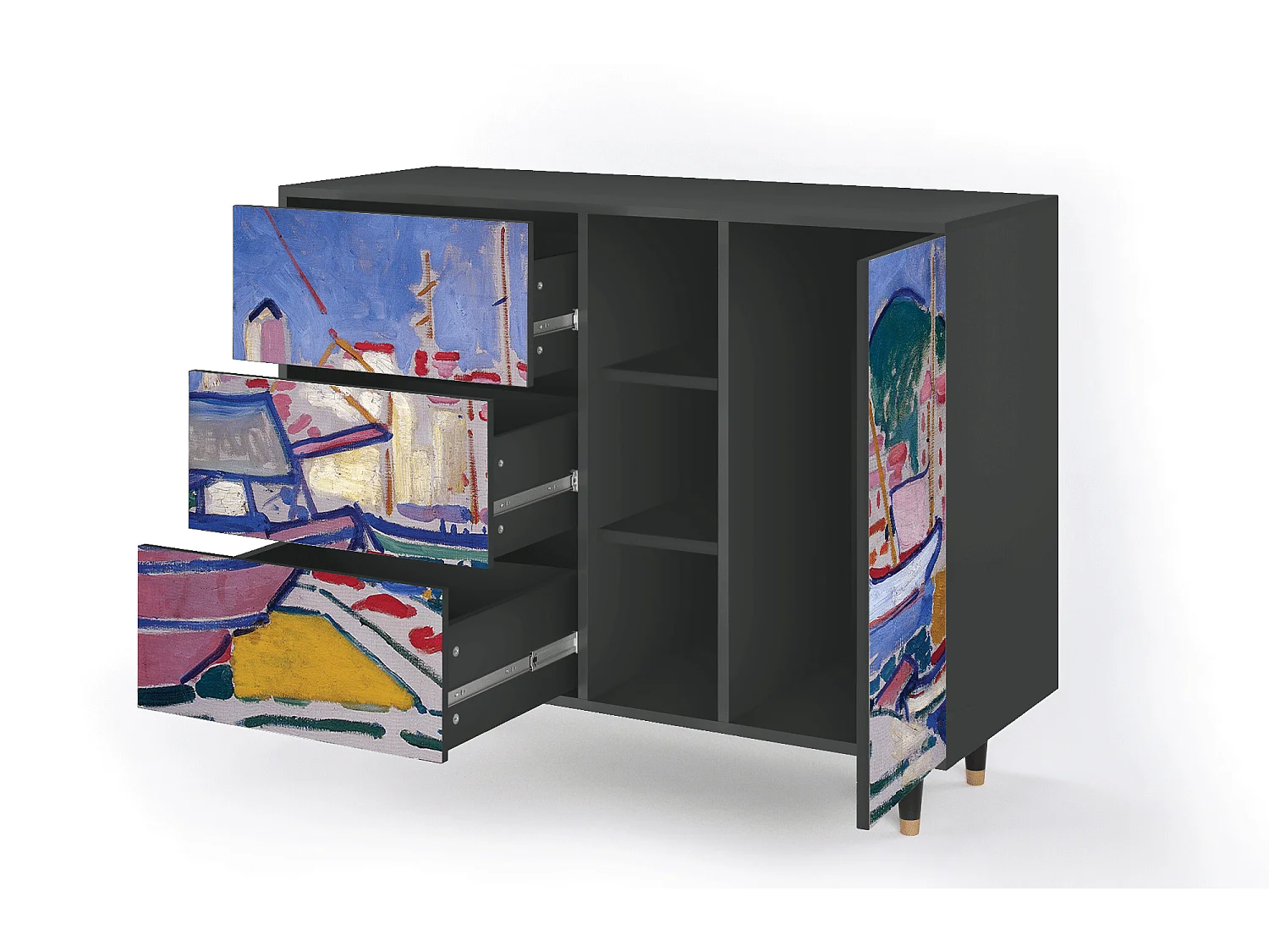 Dressoir - 125x98x48 cm - BS2 - The Port of Collioure , Antraciet