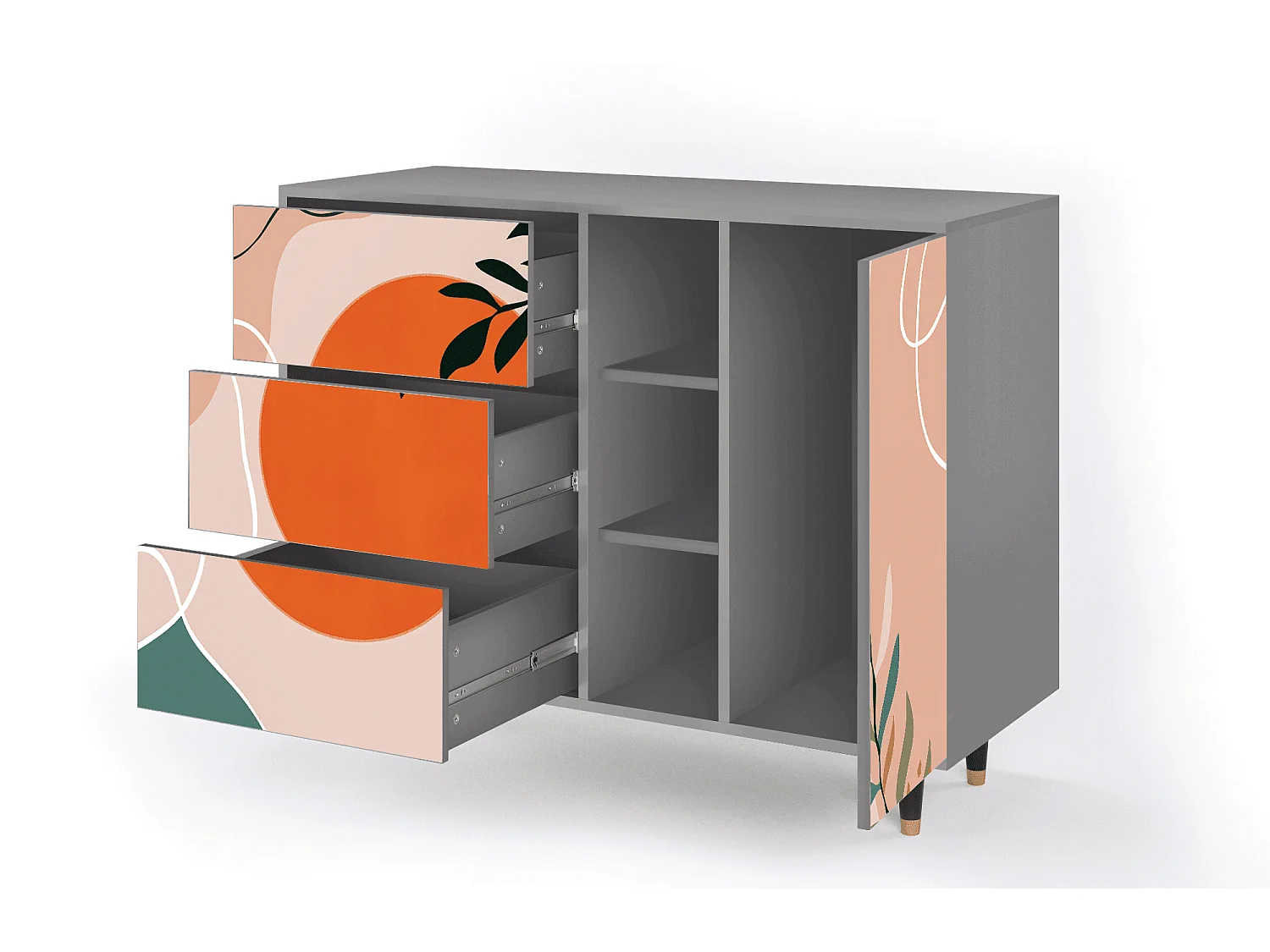 Dressoir - 125x98x48 cm - BS2 - Artwork, Grijs