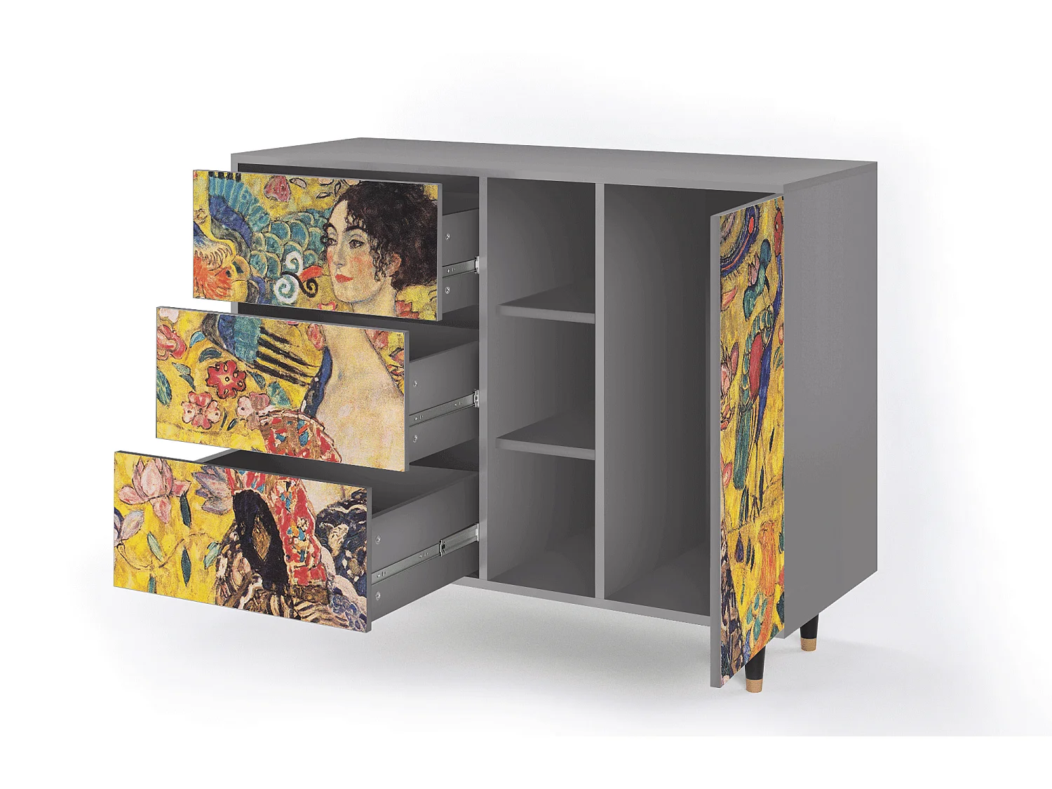 Buffet - 125x98x48 cm - BS2 - Lady with Fan by Klimt, Gris