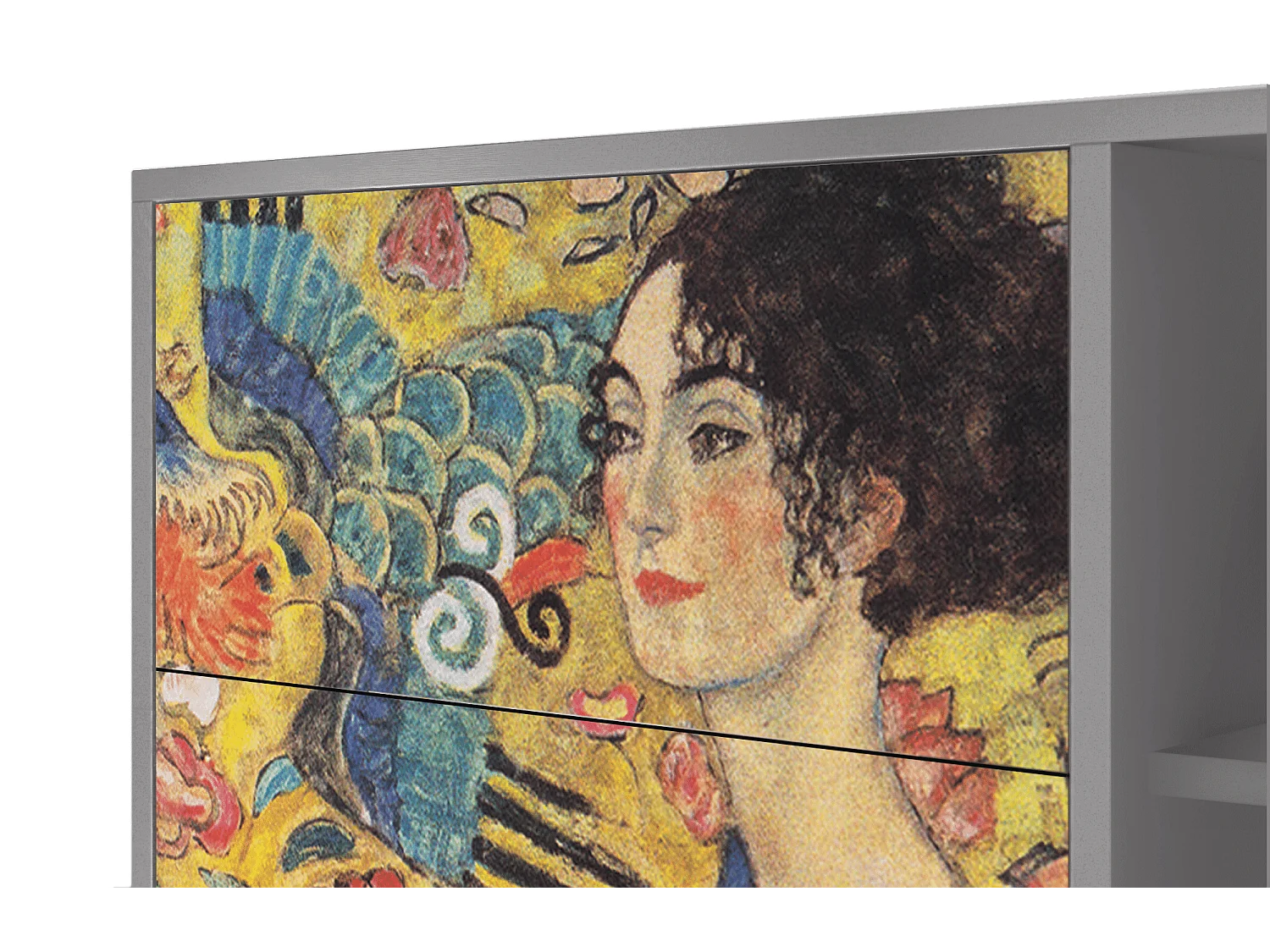 Kredens - 125x98x48 cm - BS2 - Lady with Fan by Klimt, Szary