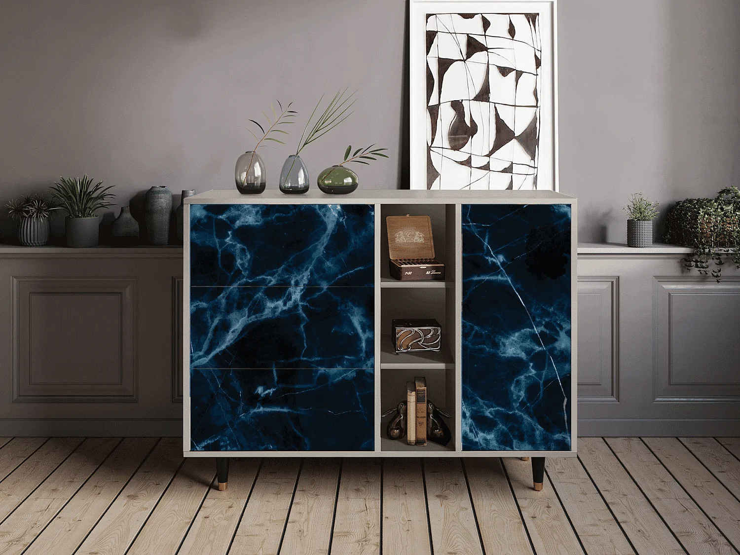 Kredens - 125x98x48 cm - BS2 - Deep Ocean, Piaskowy