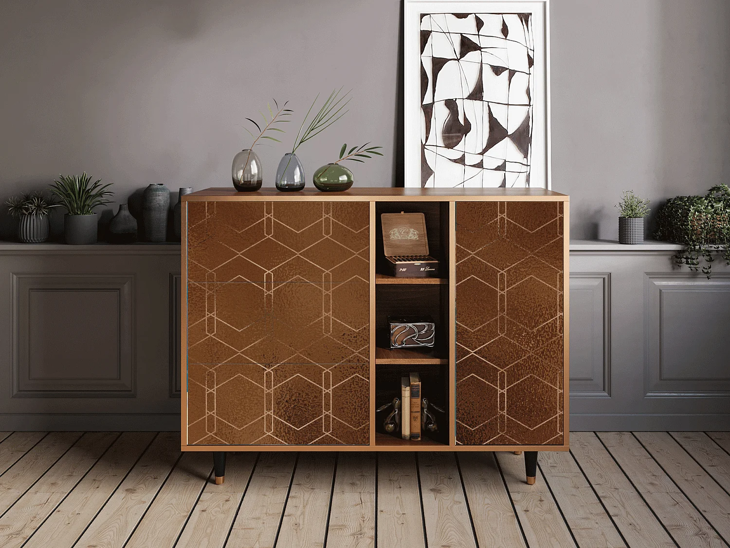 Credenza - 125x98x48 cm - BS2 - Chocolate Bar, Noce