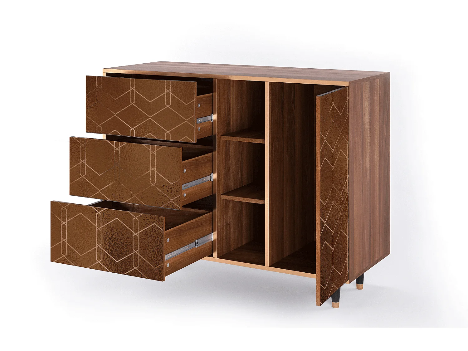 Credenza - 125x98x48 cm - BS2 - Chocolate Bar, Noce