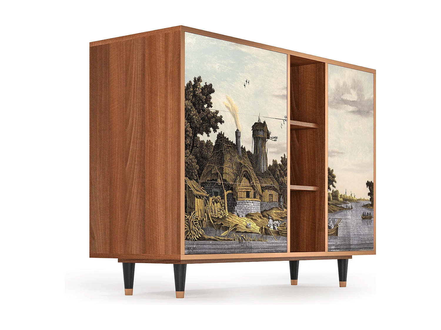 Buffet - 125x98x48 cm - BS2 - Mill along a River, Noyer