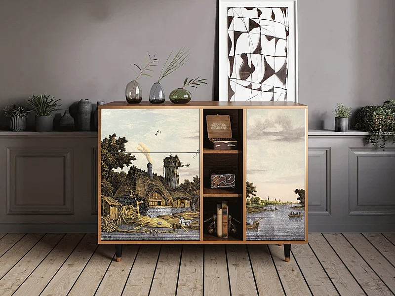 Buffet - 125x98x48 cm - BS2 - Mill along a River, Noyer