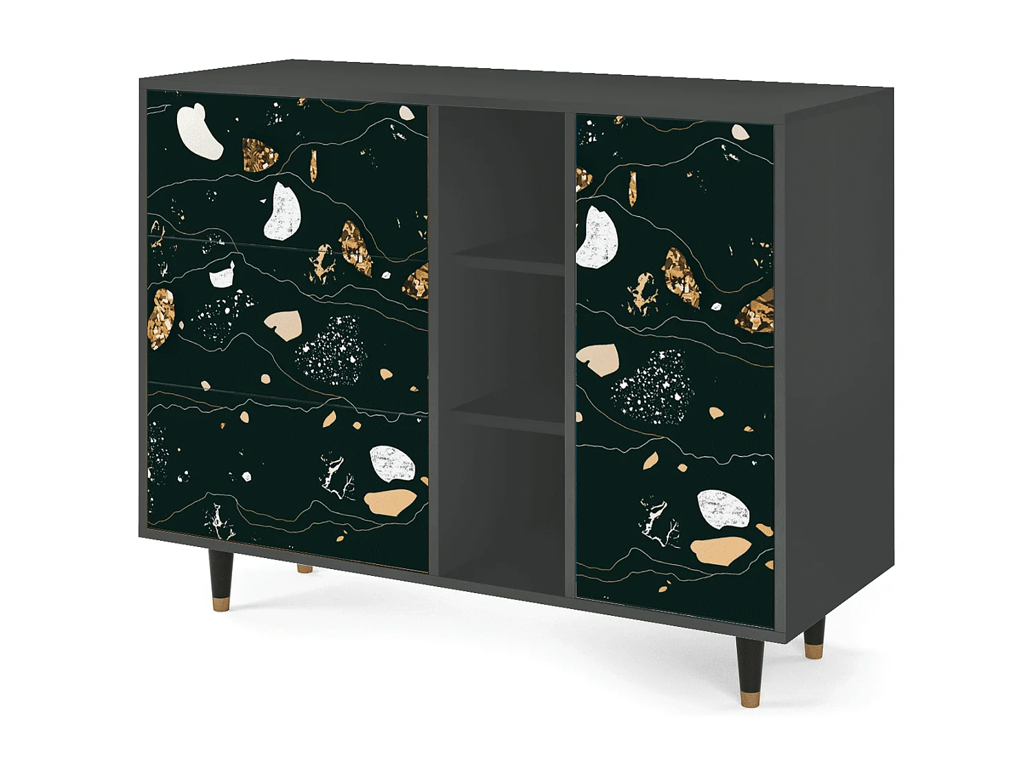 Kredens - 125x98x48 cm - BS2 - Space Rocks, Antracyt