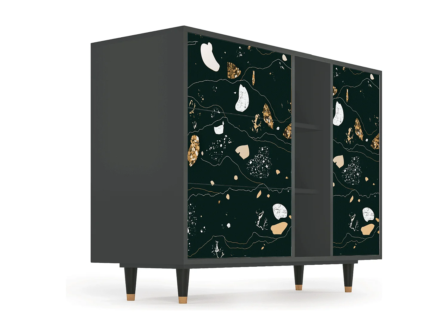 Kredens - 125x98x48 cm - BS2 - Space Rocks, Antracyt