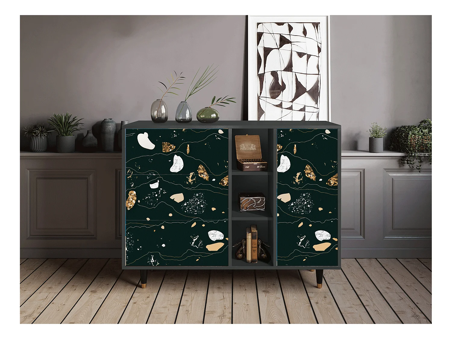 Buffet - 125x98x48 cm - BS2 - Space Rocks, Anthracite