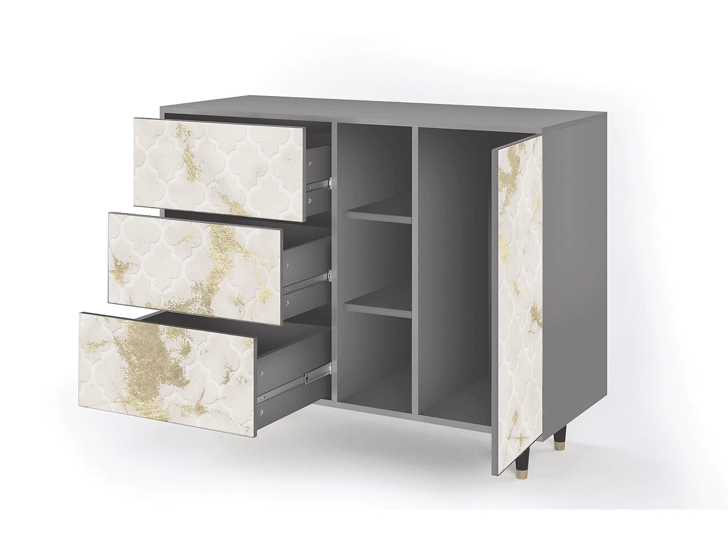 Buffet - 125x98x48 cm - BS2 - Sahara desert, Gris