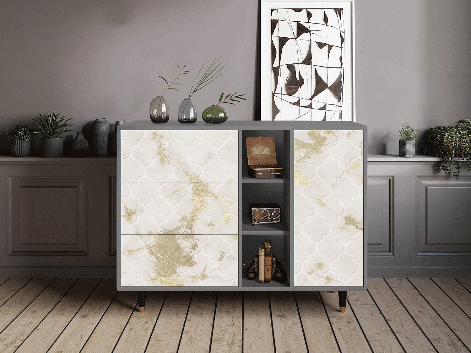 Buffet - 125x98x48 cm - BS2 - Sahara desert, Gris