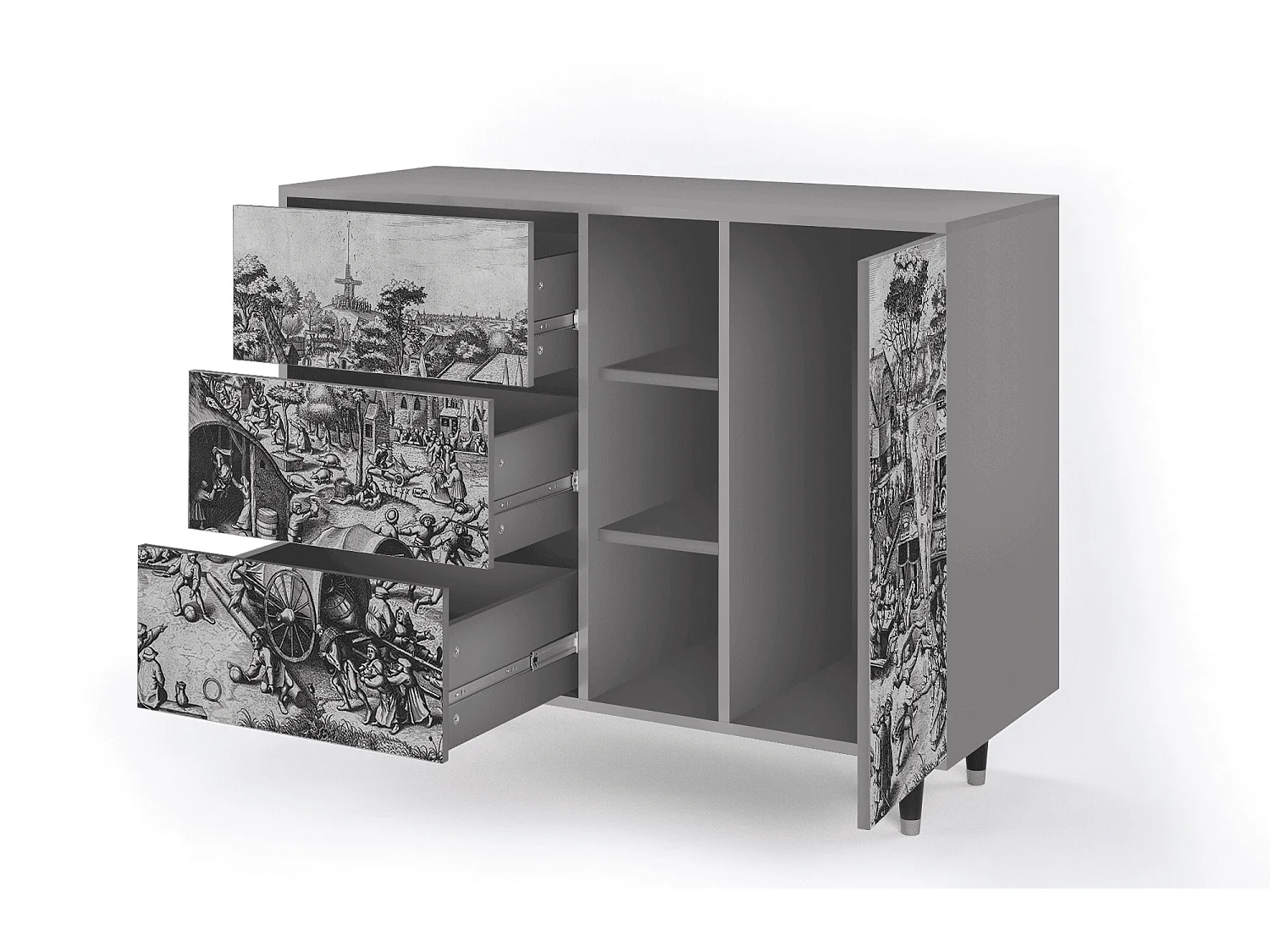 Dressoir - 125x98x48 cm - BS2 - The Festival of Saint, Grijs