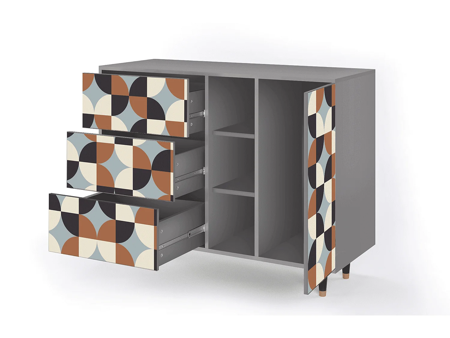 Buffet - 125x98x48 cm - BS2 - Brown Sensation, Gris