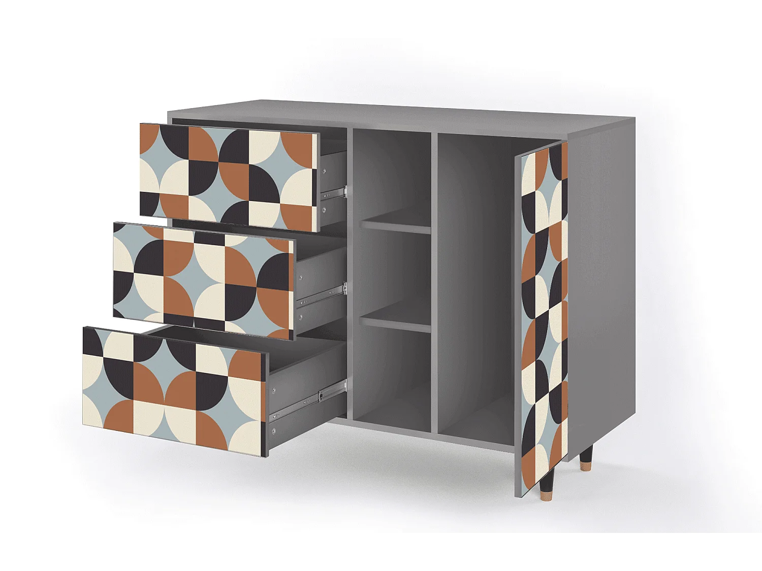 Kredens - 125x98x48 cm - BS2 - Brown Sensation, Szary