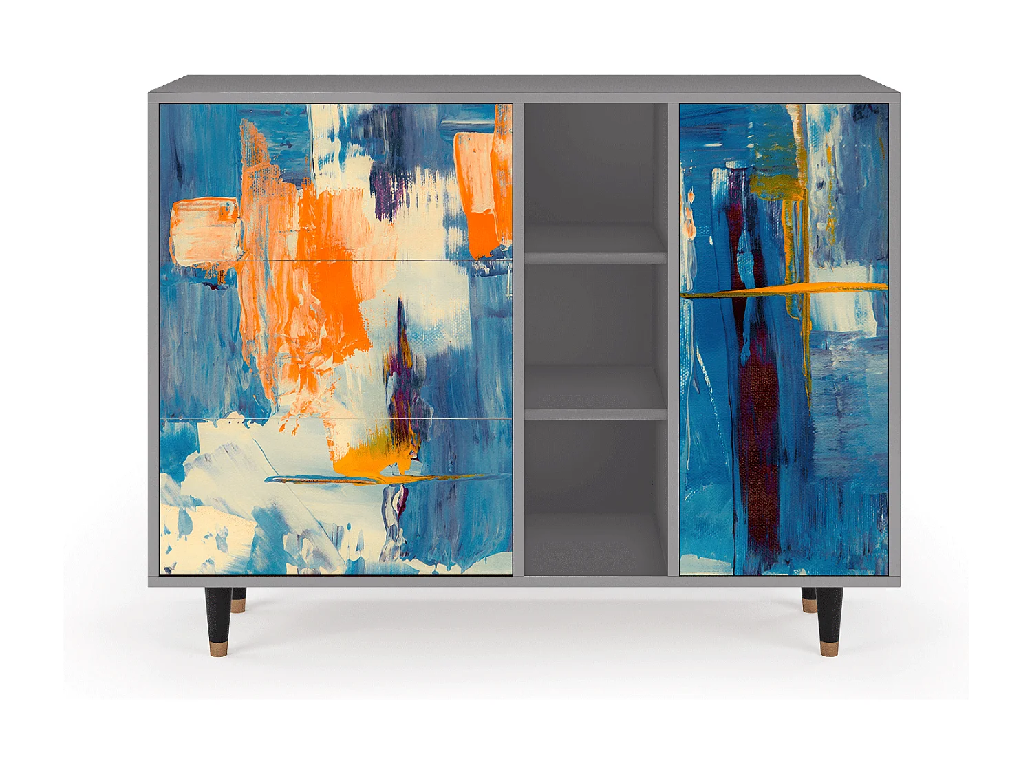 Kredens - 125x98x48 cm - BS2 - Abstract Expressionism, Szary