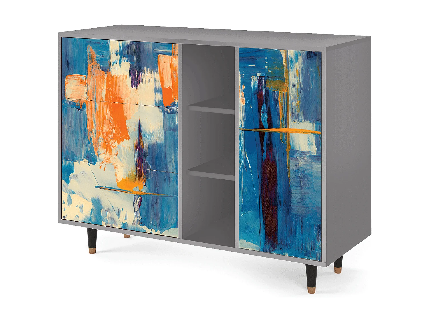 Kredens - 125x98x48 cm - BS2 - Abstract Expressionism, Szary